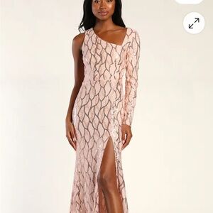 Blush Pink Sequin Evening Gown